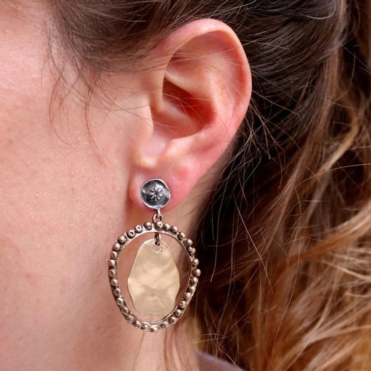 WE231X Pendientes Quarem PLATA DE PALO mujer con lámina de bronce