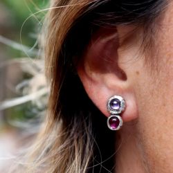 WE264X Pendientes PLATA DE PALO Mujer modelo Kage de plata 925 con rubí y amatista