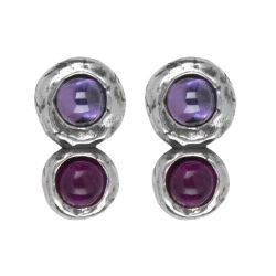 WE264X Pendientes PLATA DE PALO Mujer modelo Kage de plata 925 con rubí y amatista