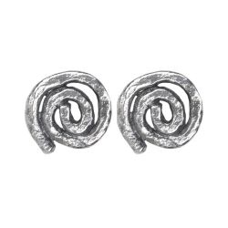 WE266X Pendientes PLATA DE PALO mujer con espiral redondeado de plata 925
