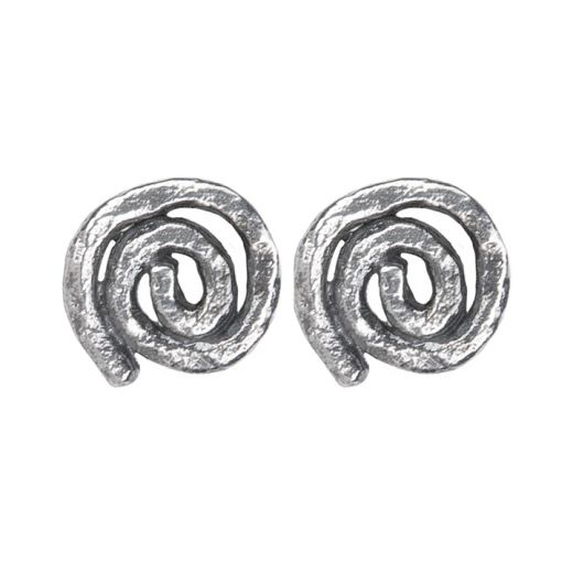 WE266X Pendientes PLATA DE PALO mujer con espiral redondeado de plata 925