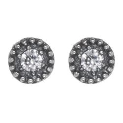 WE276X Pendientes PLATA DE PALO de Mujer Tsuyu circulares de plata 925 y circonita blanca
