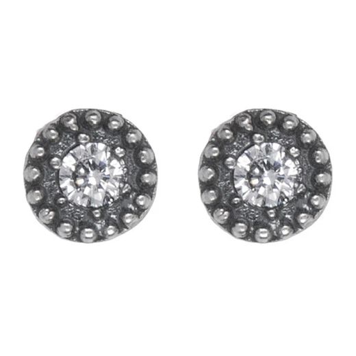 WE276X Pendientes PLATA DE PALO de Mujer Tsuyu circulares de plata 925 y circonita blanca
