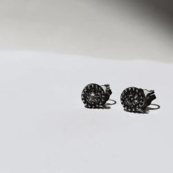WE276X Pendientes PLATA DE PALO de Mujer Tsuyu circulares de plata 925 y circonita blanca