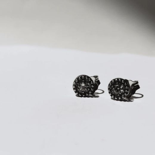 WE276X Pendientes PLATA DE PALO de Mujer Tsuyu circulares de plata 925 y circonita blanca
