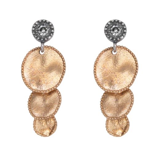 WE277X Pendientes PLATA DE PALO Mujer Hoshikuzu con medallas de bronce en cascada