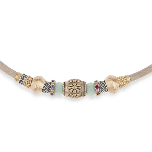 WN076X Collar Plata de Palo mujer de cuero colección Marche