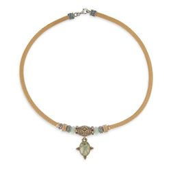 WN077X Colgante Plata de Palo cuero y Prehnita