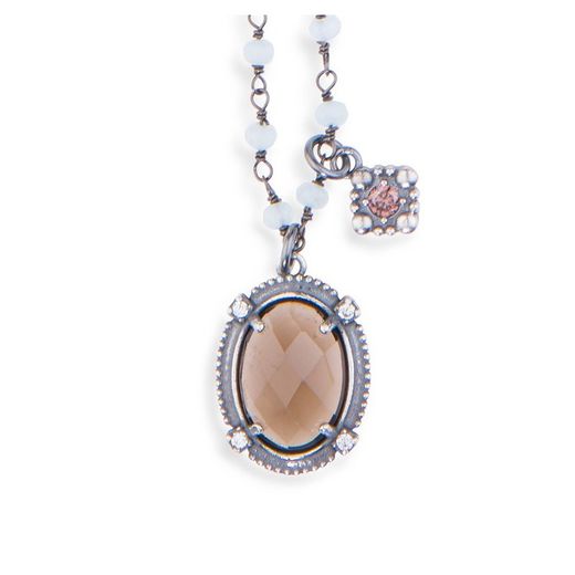 WN083X Collar Plata de Palo mujer cuarzo Fumé