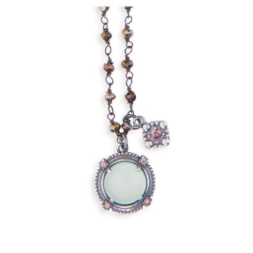 WN084X Collar Plata de Palo Calcedonia de mujer fino y discreto
