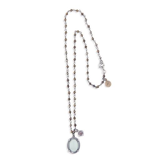 WN086X Collar Plata de Palo Calcedonia mujer elegante