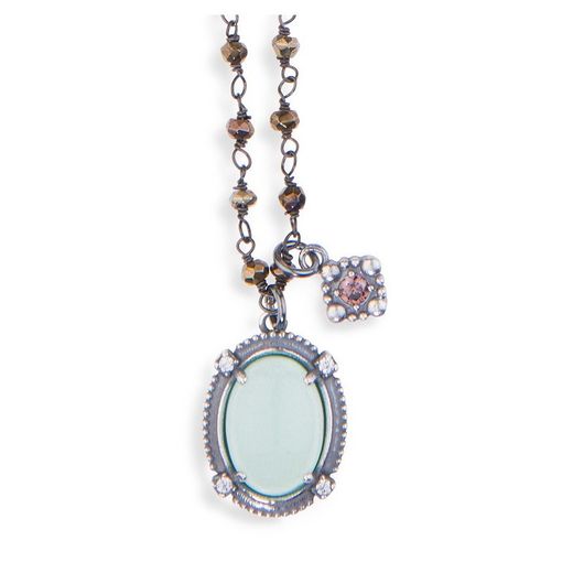 WN086X Collar Plata de Palo Calcedonia mujer elegante