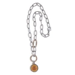 WN129X Collar Plata de Palo mujer de cuarzo ámbar