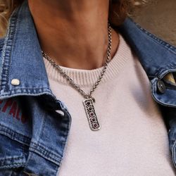 WN192X Collar PLATA DE PALO mujer chapado en 10 micras en plata de ley