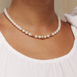 WN200X Collar mujer PLATA DE PALO Iara de perlas para mujer