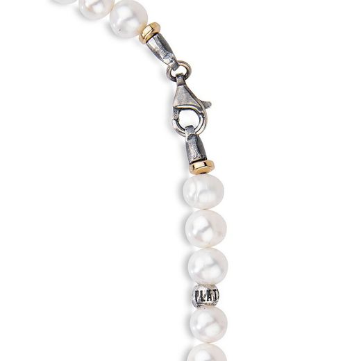 WN201X Collar para mujer PLATA DE PALO modelo Kabira de perlas y cuarzo fumé