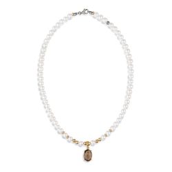 WN201X Collar para mujer PLATA DE PALO modelo Kabira de perlas y cuarzo fumé
