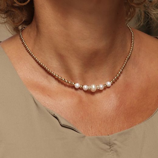 WN202X Collar PLATA DE PALO colección Lalita de perlas y hematites para mujer