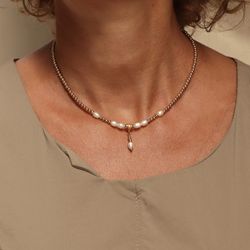 WN203X Collar Plata de Palo modelo Lilou de perlas para mujer