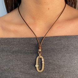 WN211X Collar Plata de Palo mujer de cuero con circonitas blancas y cabujón color calcedonia