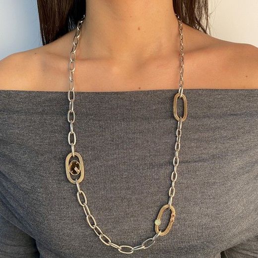 WN220X Collar Plata de Palo modelo Frango elegante para mujer de plata 925 y bronce