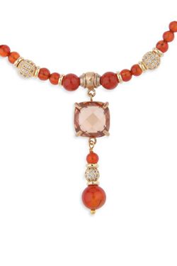 WN231O Collar Plata de Palo mujer de bronce, cornalina y circonitas colección Mina con vitalidad y energía