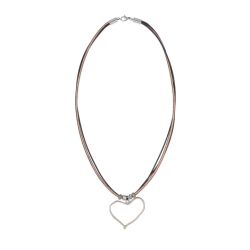 WN246B Collar corazón PLATA DE PALO Mujer colección Medina de Bronce y Cuero
