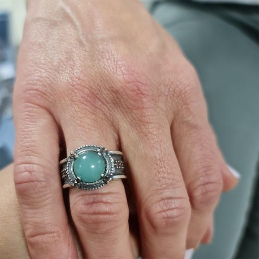 WR065X Anillo Plata de Palo Woman de plata con calcedonia