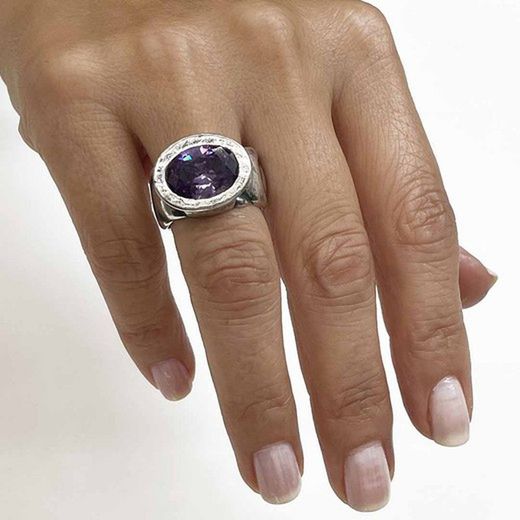 WR081M Anillo Plata de Palo en plata de ley y amatista
