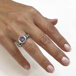 WR082M Anillo Plata de Palo mujer de plata amatista
