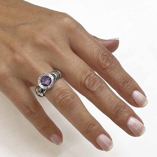 WR082M Anillo Plata de Palo mujer de plata amatista