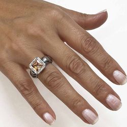 WR082N Anillo PLATA DE PALO mujer cuarzo citrino