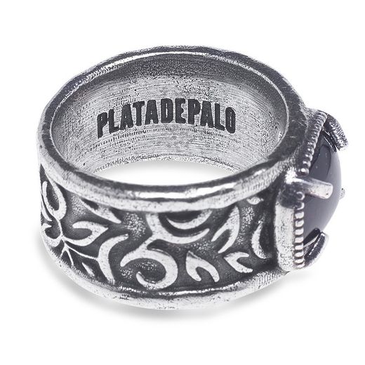 WR098X Anillo Plata de Palo modelo Nixa para mujer cabujón con granate natural