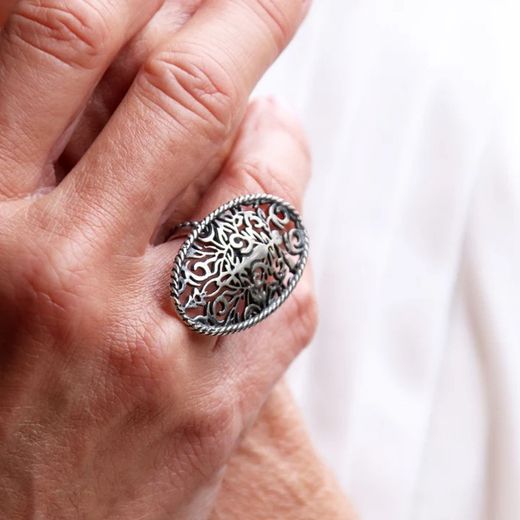 WR125X Anillo colección Carcu Plata de Palo mujer en plata de 1ª ley 925 vintage diseño moderno y femenino