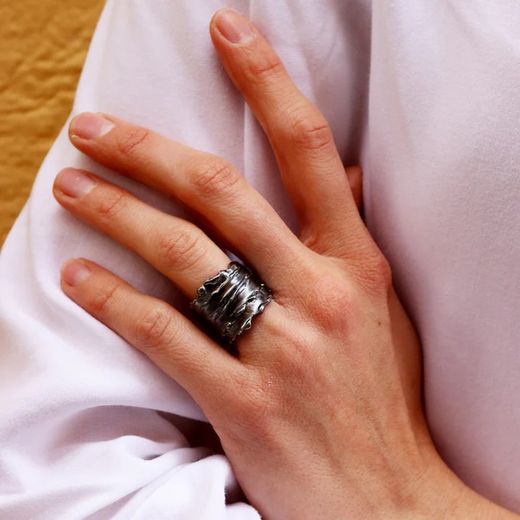 WR129X Anillo Kari Plata de Palo mujer en plata de ley ancho