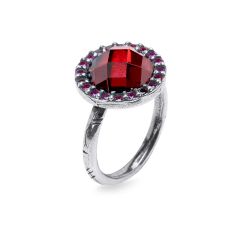 WR161X Anillo PLATA DE PALO Mujer Sienna de Plata 925 con circonitas y granate central