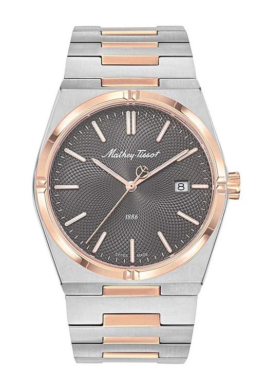 Zeus H118RS Reloj Mathey Tissot para hombre Swiss Made esfera color negro, con índices en color rosados, ofrece una visualización perfecta gracias a su cristal de Zafiro